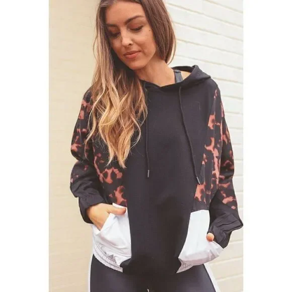 NWT FREE PEOPLE X BEACH RIOT Sz S STELLA POPOVER PULLOVER IN TORTE BLACK